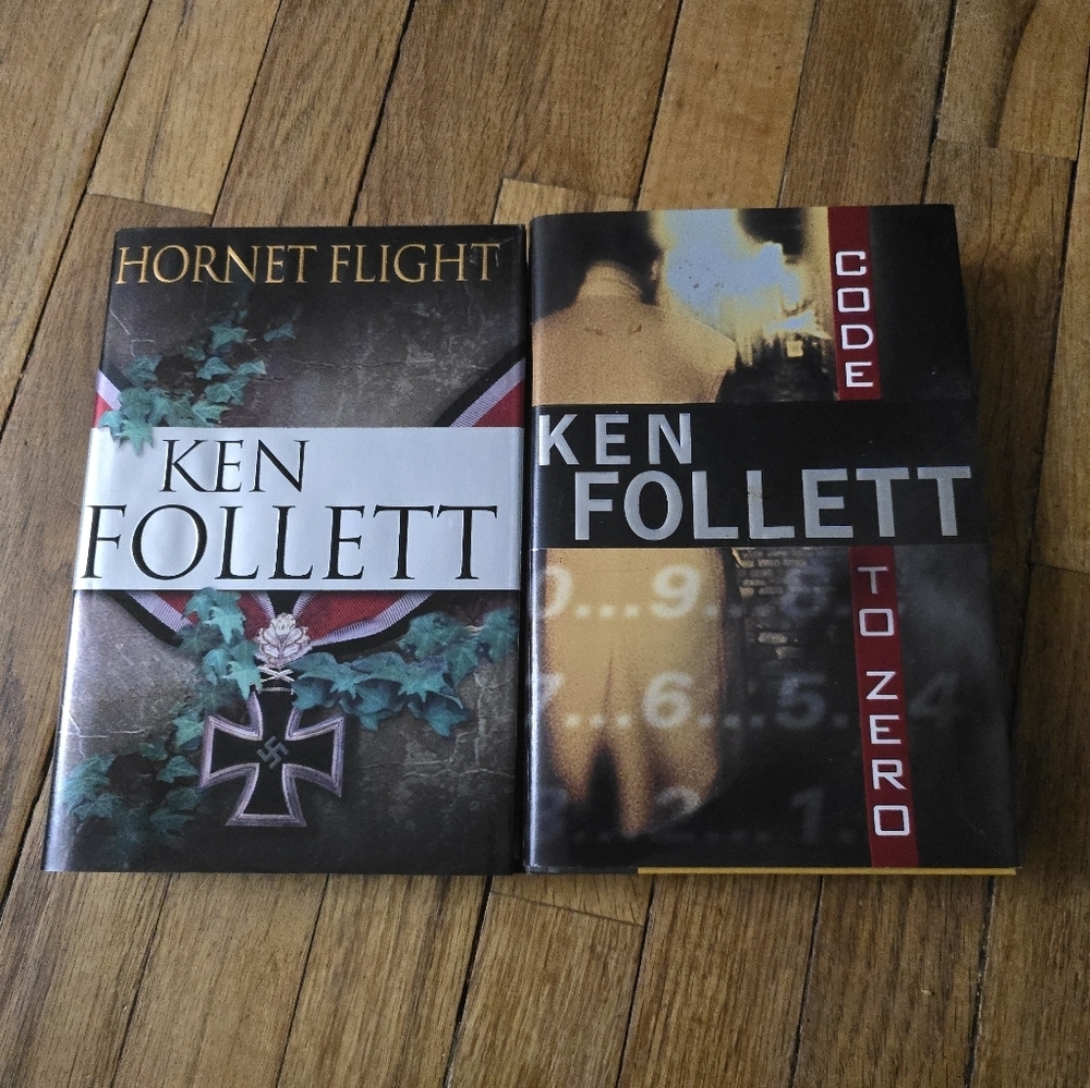 1ST Edition Ken Follett Lot of 2 Hardcover Books Hornet Flight, Code To Zero